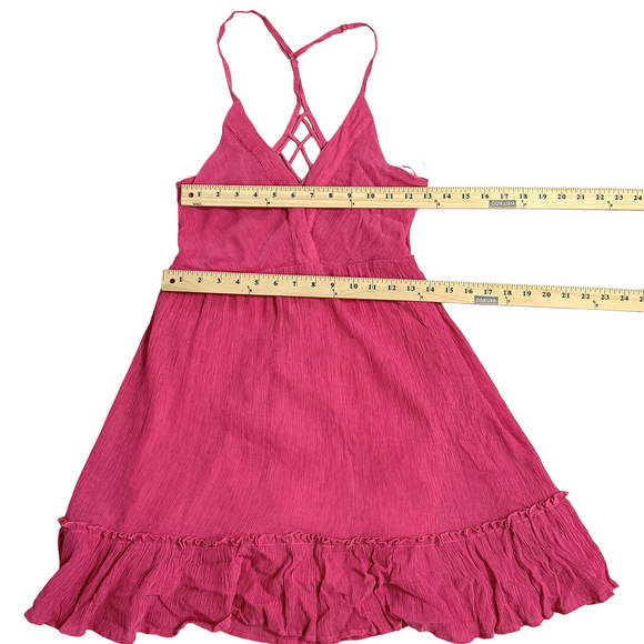 Fuchsia backless summer dress in Pink small swim beach cover up dress - Picture 4 of 7